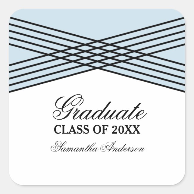 Elegant Deco Blue Graduation Stickers (Front)
