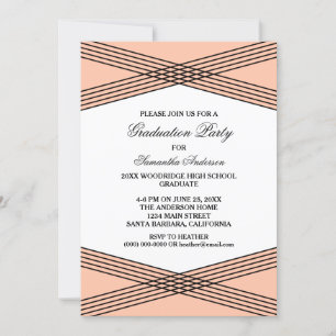 Elegant Deco Coral Graduation Party Invite