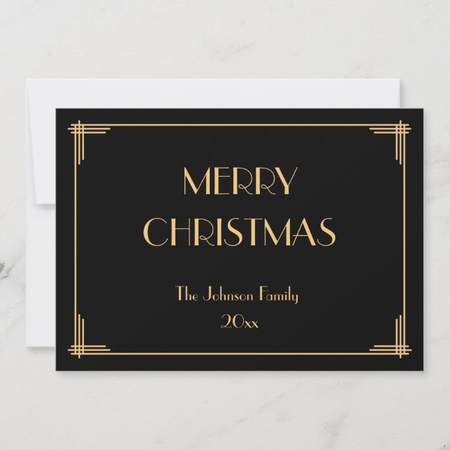 Elegant Deco Merry Christmas Holiday Card (Front)