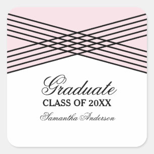 Elegant Deco Pink Graduation Stickers