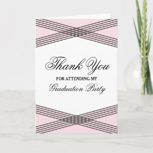 Elegant Deco Pink Graduation Thank You Card