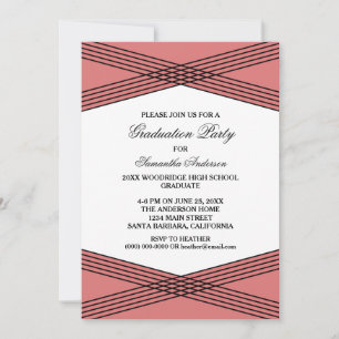 Elegant Deco Red Graduation Party Invite