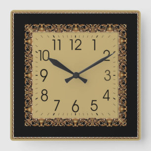 Elegant Deco Square Wall Clock