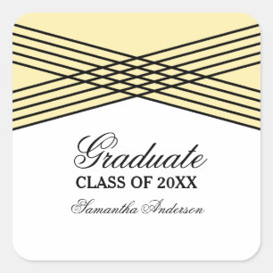 Elegant Deco Yellow Graduation Stickers