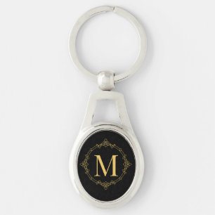 Elegant Decorated Golden RF Monogrammed Key Ring