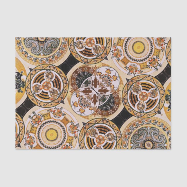 Elegant Decorative Art Nouveau Gold Brown Pattern Tissue Paper (Front)