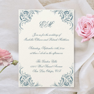 Elegant Decorative Baroque Calligraphy Wedding Invitation