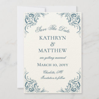 Elegant Decorative Baroque Wedding Save The Date Invitation