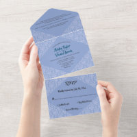 Elegant Decorative Blue Damask Modern Wedding