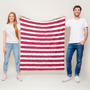 Elegant Decorative Christmas Red and White Striped Fleece Blanket
