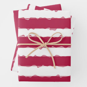 Elegant Decorative Christmas Red and White Stripes Wrapping Paper Sheet