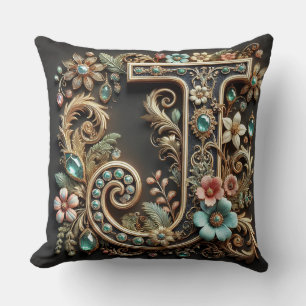 Elegant Decorative Letter J Design Cushion