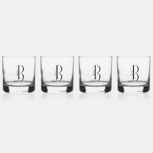 Elegant Decorative Monogramed Letter B Whiskey Glass