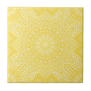 Elegant Decorative Pattern Mandala Yellow Tile