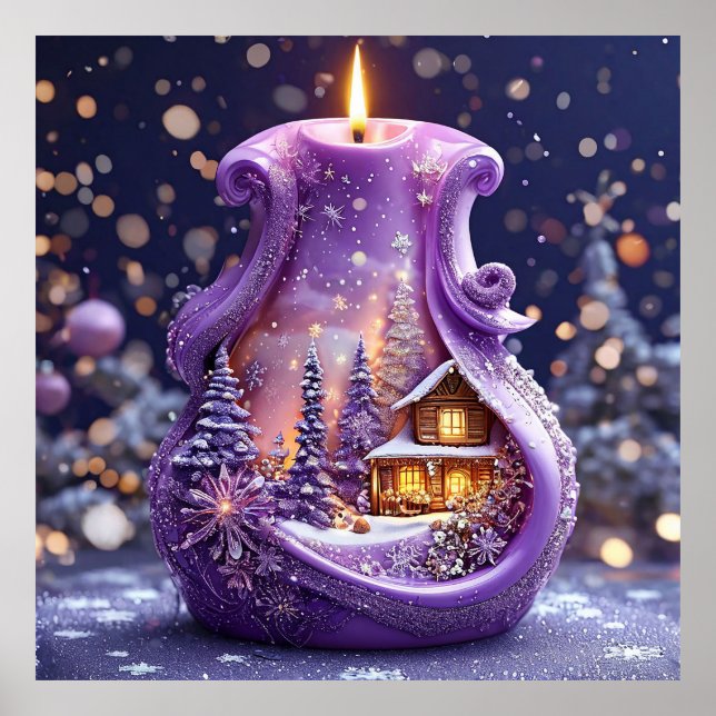 Elegant Decorative Purple Candle Glow 🕯️💜✨🌙🌸 Poster (Front)