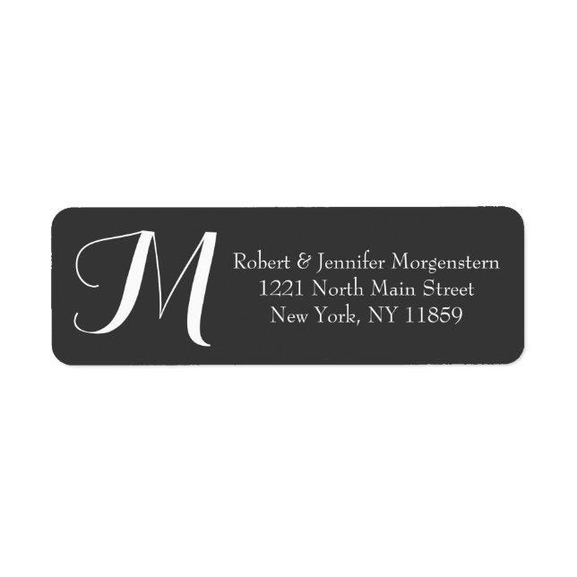 Elegant Decorative Script Black White Monogram (Front)