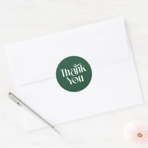 Elegant Decorative Serif Deep Pine Thank You Classic Round Sticker