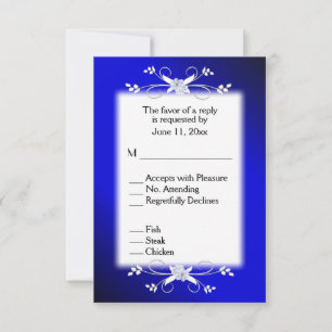 Elegant Deep Blue and Black RSVP with Menu