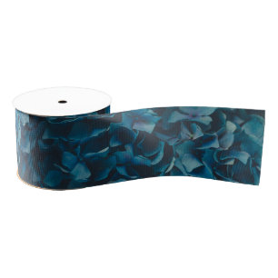 Elegant Deep Blue Hydrangeas Grosgrain Ribbon