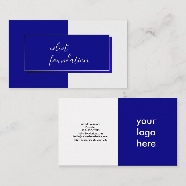 Elegant Deep Blue Modern Business Card (Front/Back)