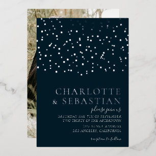 Elegant Deep Blue Photo Wedding Personalised