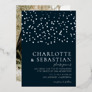 Elegant Deep Blue Photo Wedding Personalised