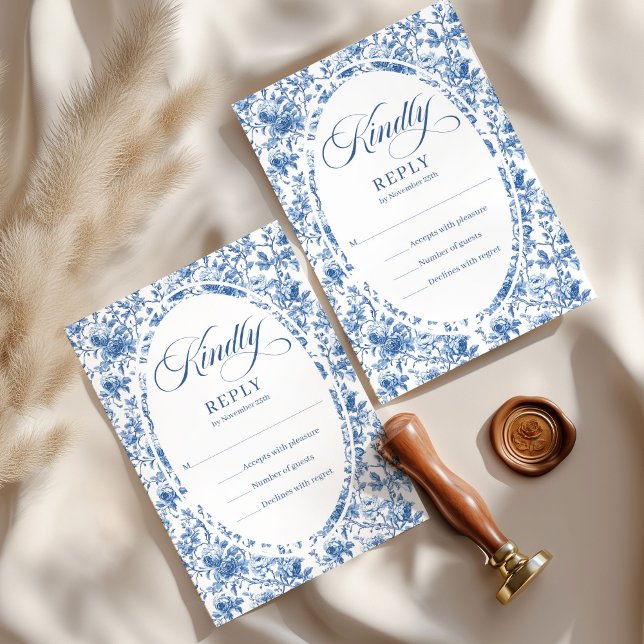 Elegant Deep Blue Roses French Toile RSVP (Elegant Deep Blue Roses French Toile RSVP)