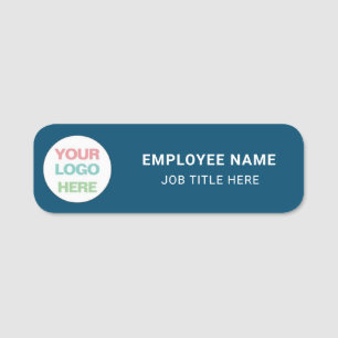 Elegant Deep Blue & White: Business Logo Employee Name Tag