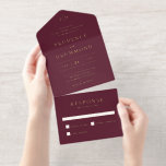 Elegant Deep Burgundy Classic Wedding All In One Invitation<br><div class="desc">Classic style foil all in one wedding invitation featuring a simple yet elegant design in a deep burgundy colour that is perfect for a fall wedding or a winter / Christmas wedding.</div>