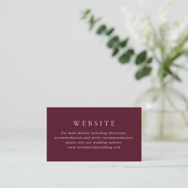 Elegant Deep Burgundy Classic Wedding Enclosure Card (Standing Front)