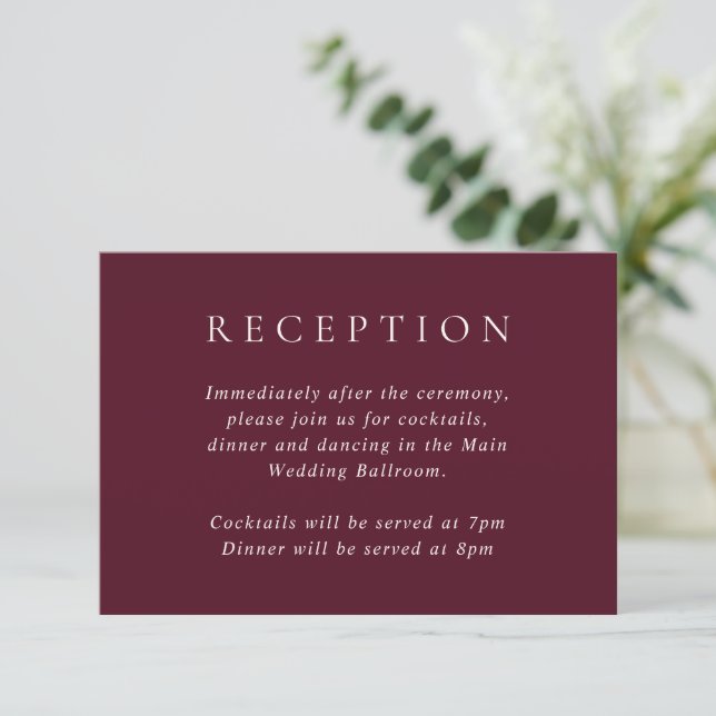 Elegant Deep Burgundy Classic Wedding Enclosure Card (Standing Front)