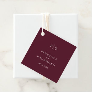 Elegant Deep Burgundy Classic Wedding Favour Tags