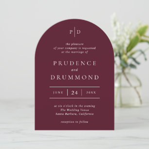 Elegant Deep Burgundy Classic Wedding Invitation
