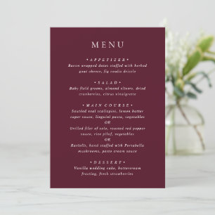 Elegant Deep Burgundy Classic Wedding Menu