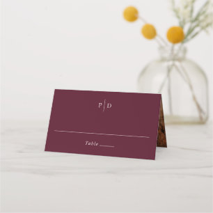 Elegant Deep Burgundy Classic Wedding Place Card