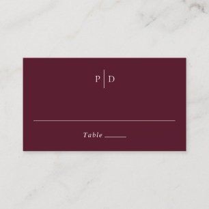 Elegant Deep Burgundy Classic Wedding Place Card