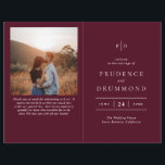 Elegant Deep Burgundy Classic Wedding Program Flyer<br><div class="desc">Classic style folded budget wedding program featuring a simple yet elegant design in a deep burgundy colour that is perfect for a fall wedding or a winter / Christmas wedding.  Use the template to add a photo or remove it in the design editing tool.</div>