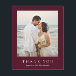 Elegant Deep Burgundy Classic Wedding Thank You Flyer<br><div class="desc">Classic style budget wedding thank you card flyer featuring a simple yet elegant design in a deep burgundy colour that is perfect for a fall wedding or a winter / Christmas wedding.  Use the template to easily add your favourite photo.</div>
