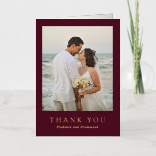 Elegant Deep Burgundy Classic Wedding Thank You Foil Greeting Card