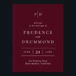 Elegant Deep Burgundy Classic Wedding Welcome Sign<br><div class="desc">Classic style wedding welcome sign poster featuring a simple yet elegant design in a deep burgundy colour that is perfect for a fall wedding or a winter / Christmas wedding.</div>