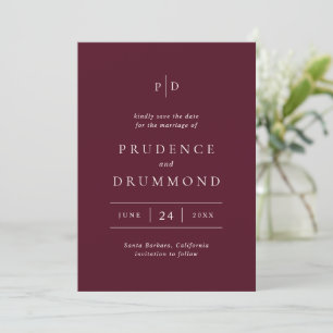 Elegant Deep Burgundy QR Code Classic Wedding Save The Date