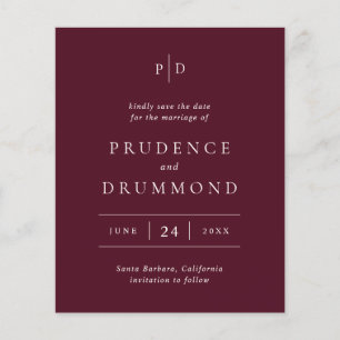 Elegant Deep Burgundy Wedding Save the Date Flyer