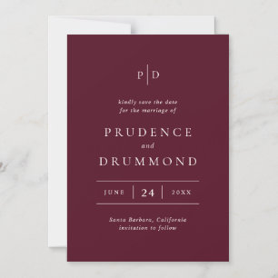 Elegant Deep Burgundy Wedding Save the Date Magnetic Invitation