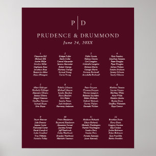 Elegant Deep Burgundy Wedding Seating Chart