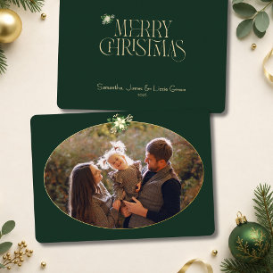 Elegant Deep Green Christmas Photo Framed in Gold
