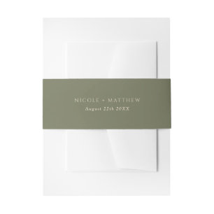 Elegant Deep Green Personalised Wedding Invitation Belly Band