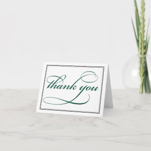 Elegant Deep Green Script Thank You Note Card