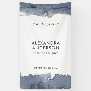 Elegant Deep Grey Watercolor Minimal Grand Opening Banner
