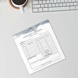 Elegant Deep Grey Watercolor Minimal Invoice Notepad