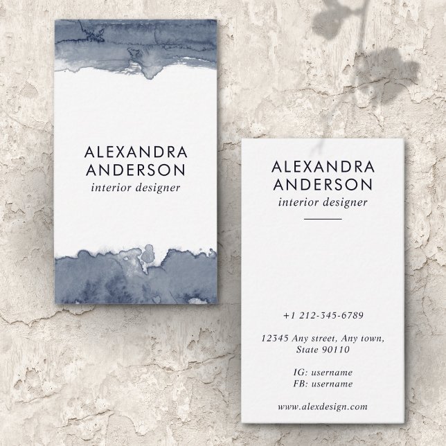 Elegant Deep Grey Watercolor Professional Minimal Business Card (Elegant Deep Grey Watercolor Professional Minimal Business Card)